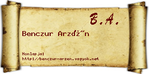 Benczur Arzén névjegykártya